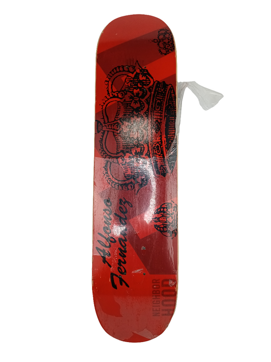 Neighborhood Alfonzo Fernandez Crown Graphic Red Black Size 7.5 Skateboard Deck