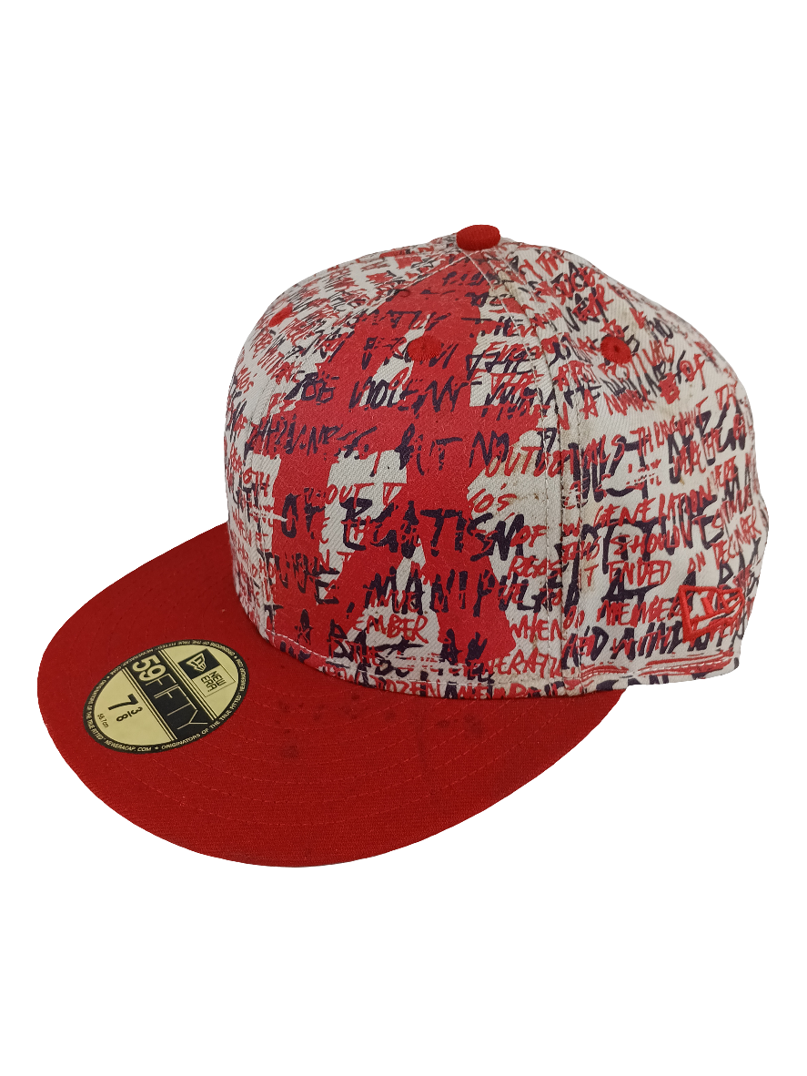 New Era Altamont 59Fifty Andrew Reynolds A Red White All Over Print Size 7 3/8 Vintage Hat