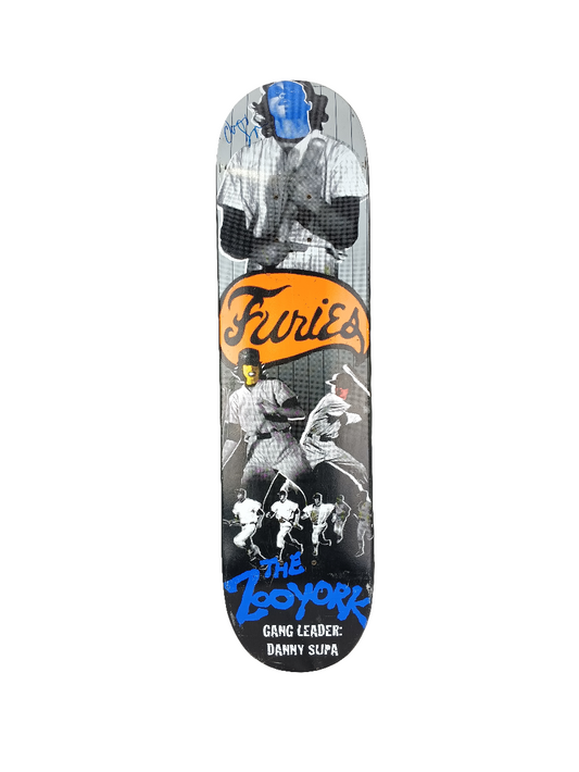 Zoo York Danny Supa Furies Black White Orange Autographed Size 7.75 Skateboard Deck