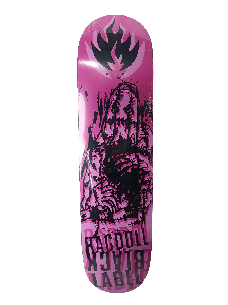 Black Label Ragdoll Graphic Pink Black Size 8 Skateboard Deck