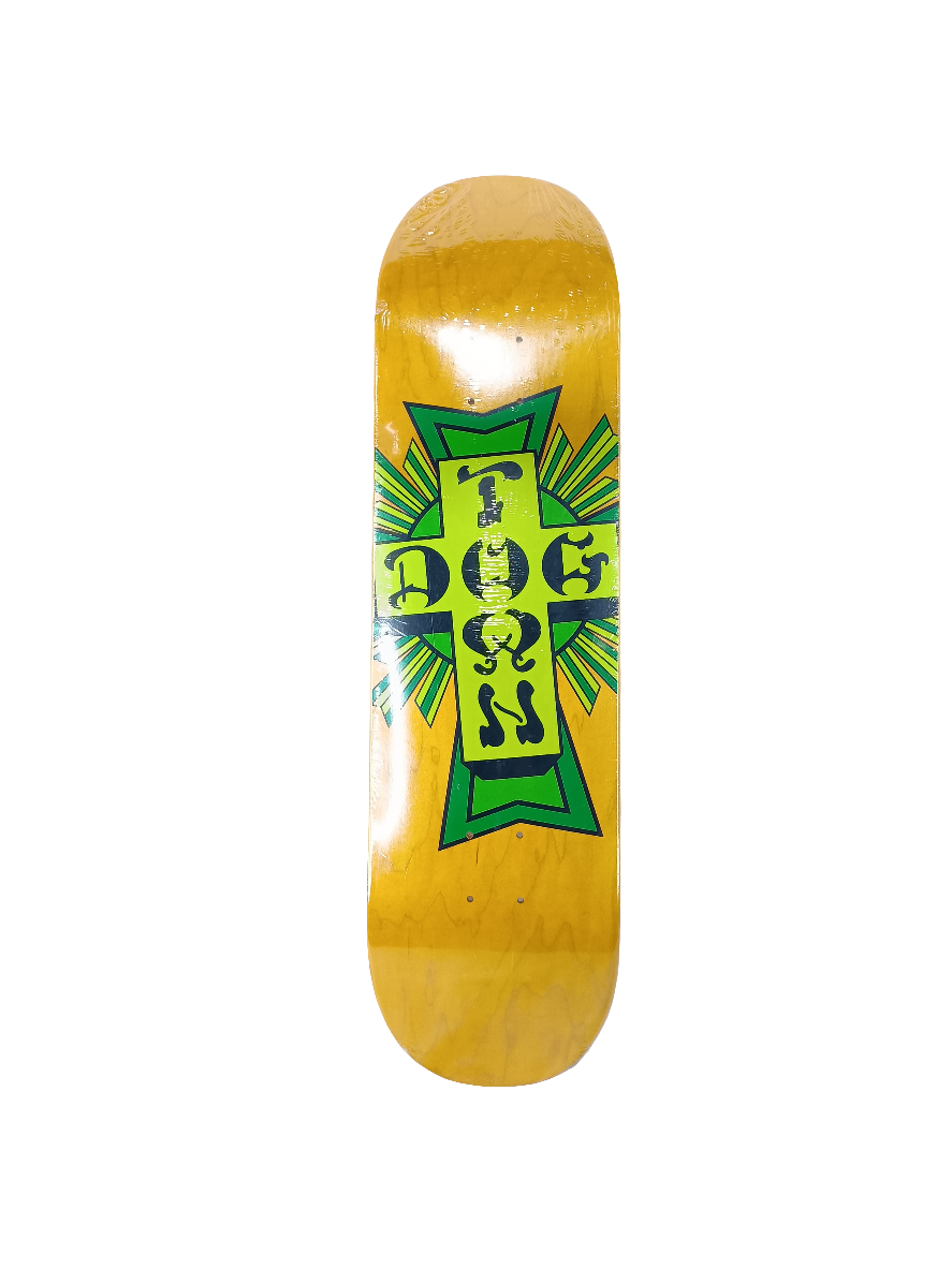 Dogtown Skates Cross Bright Tan Woodgrain Green Black Size 8.5" Vintage NOS Deck