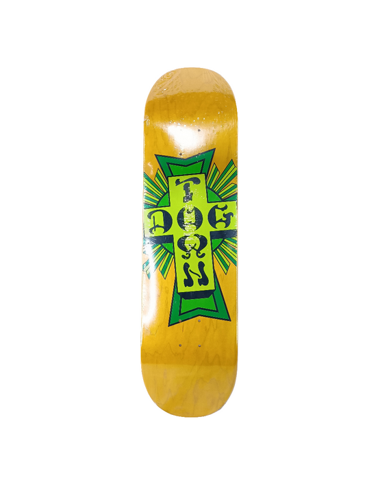 Dogtown Skates Cross Bright Tan Woodgrain Green Black Size 8.5" Vintage NOS Deck