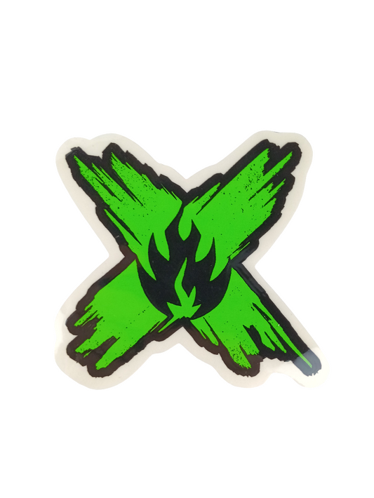 Black Label X Flame Clear Green Black Flame Size 4.2 X 4.2 Inch Vintage NOS Sticker