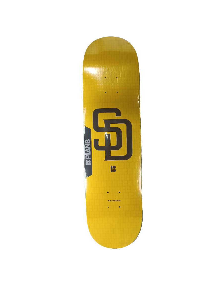 Plan B X San Diego Padres Yellow Brown Embossed Slick Bottom Graphic Size 8.375 Vintage NOS Deck