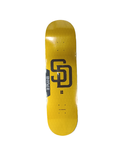 Plan B X San Diego Padres Yellow Brown Embossed Slick Bottom Graphic Size 8.375 Vintage NOS Deck
