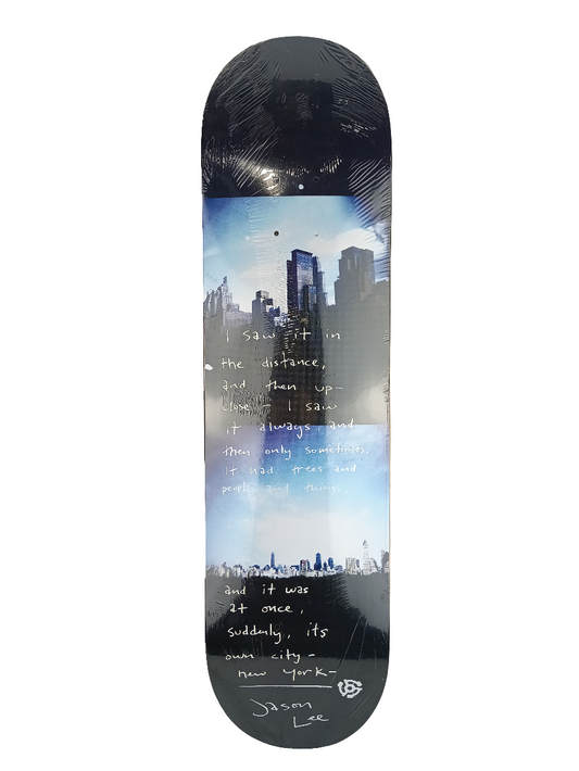 Stereo Jason Lee New York Poem Black Blue White Size 7.9 Skateboard Deck