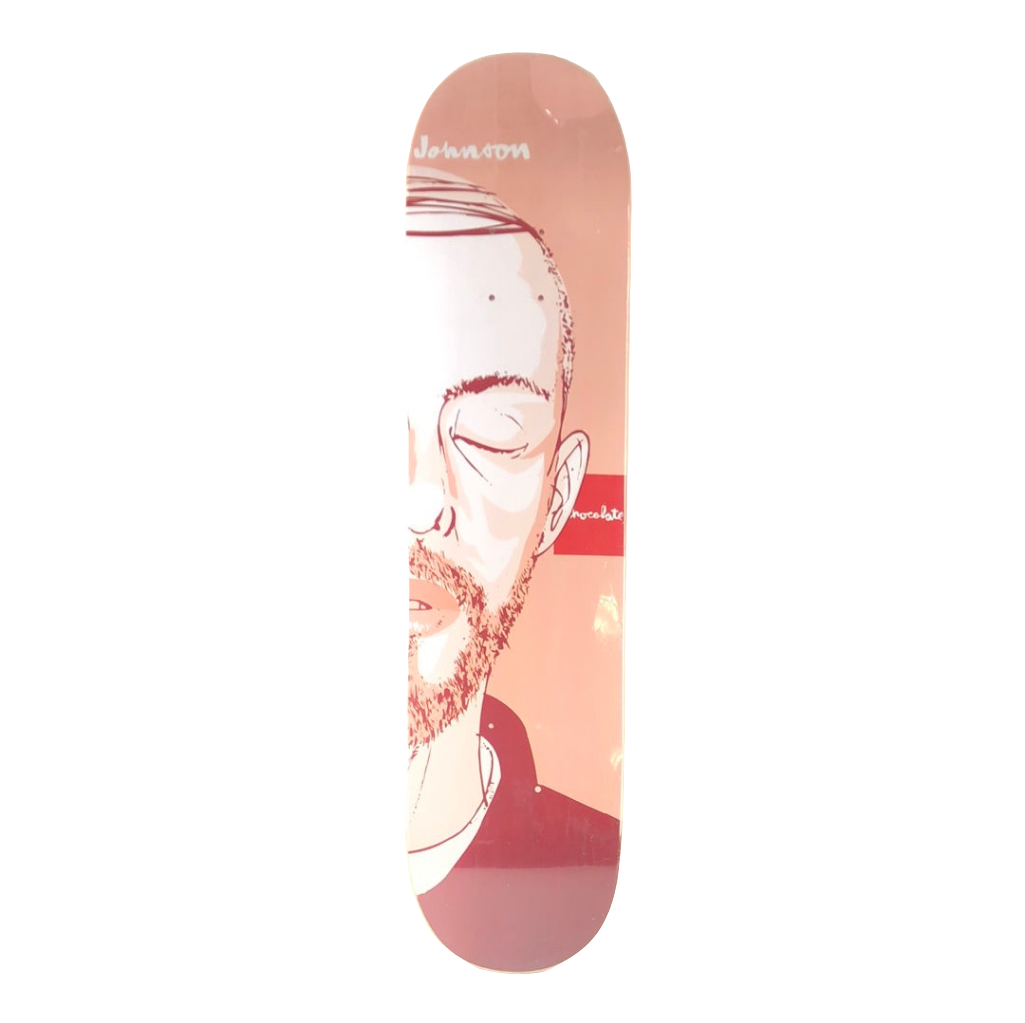 Chocolate Marc Johnson Portrait  Pink Red White Size 7.5" Vintage NOS Deck