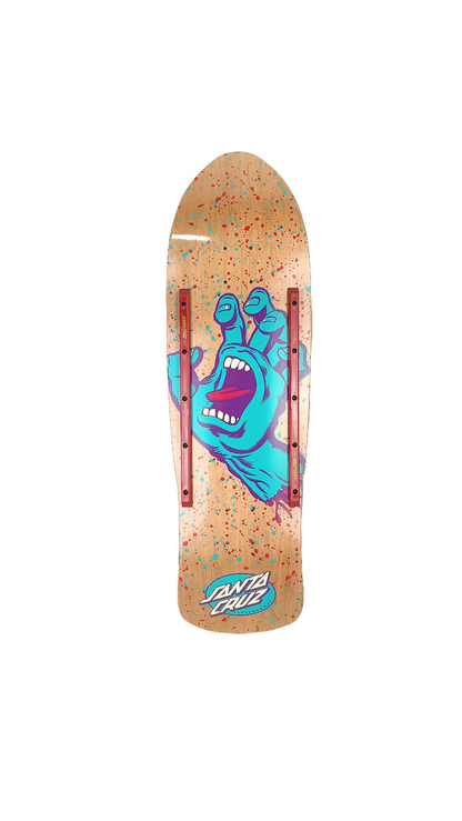 Santa Cruz Screaming Hand Cruzer Pre Gripped With Santa Cruz Rails Natural Purple Blue Speckles Size 9.42 X 31.88 Vintage NOS Deck