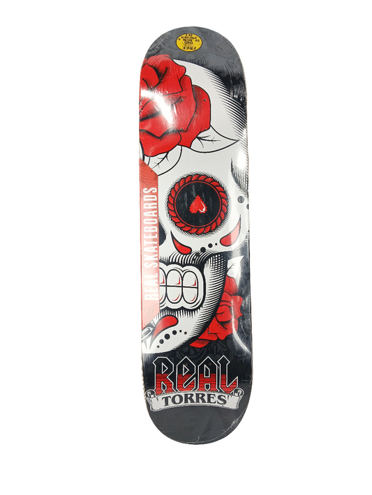 Real Ernie Torres Día De Los Muertos Skull Black Red White Size 7.9" Vintage NOS Deck