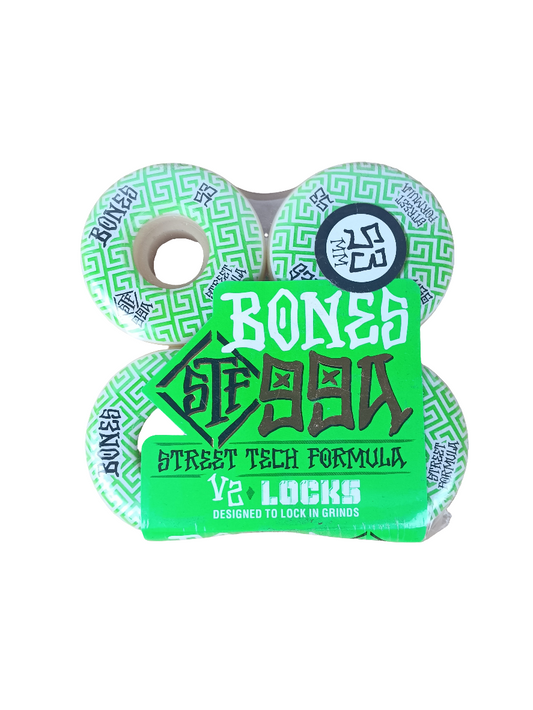 Bones Street Tech Formula STF White Green Black V2 Locks Size 53MM 99A Durometer Vintage NOS Wheels