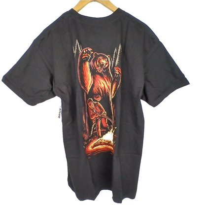 Plan-B Hunted Hunter Bear Black Red Orange Mens Size Large S/s Vintage Shirt