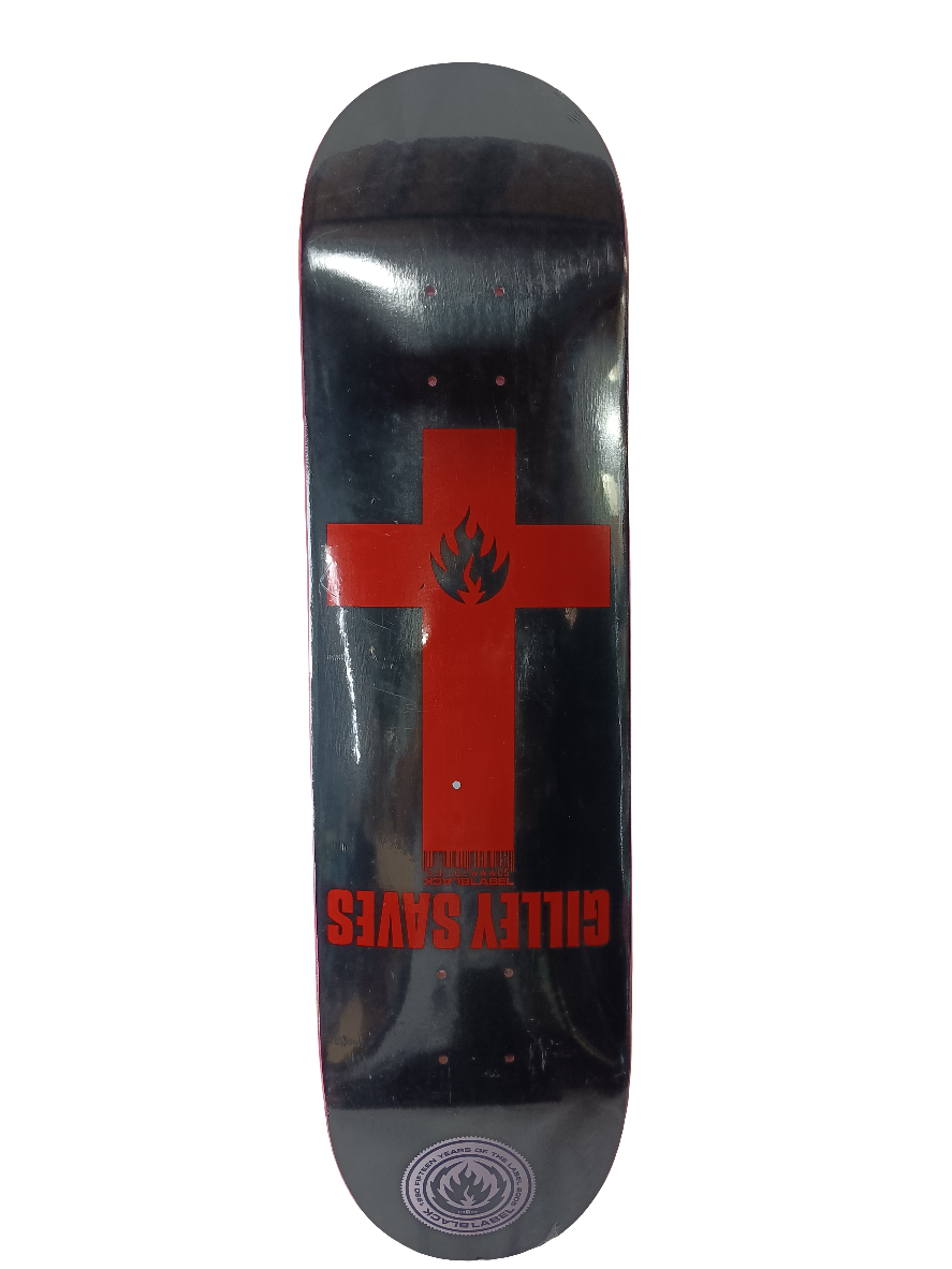 Black Label Ben Gilley Cross Graphic Black Red Size 8.18 Skateboard Deck