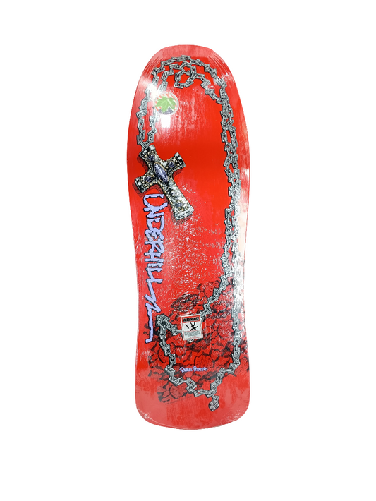 Powell Peralta Ray Underhill Rosary Cross Red Silver Purple Size 9.75" Vintage NOS Re-Issue Deck