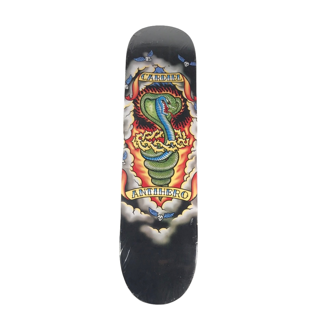 Anti Hero John Cardiel Cobra Black 7 3/8 Skateboard Deck