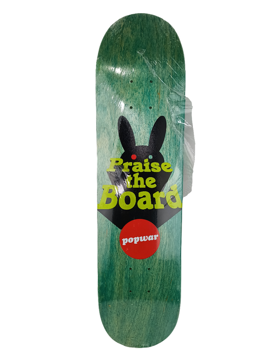 Popwar Team Praise The Board Green Woodgrain Black Yellow 7.625 Vintage NOS Deck