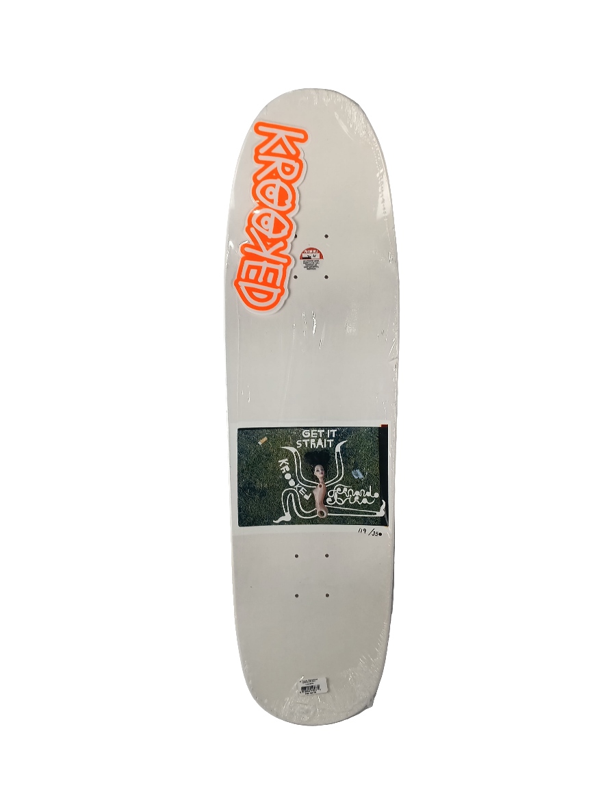 Krooked Fernando Elvira Guest Artist Blue White Multi Color Size 9.3 Shaped Skateboard Deck