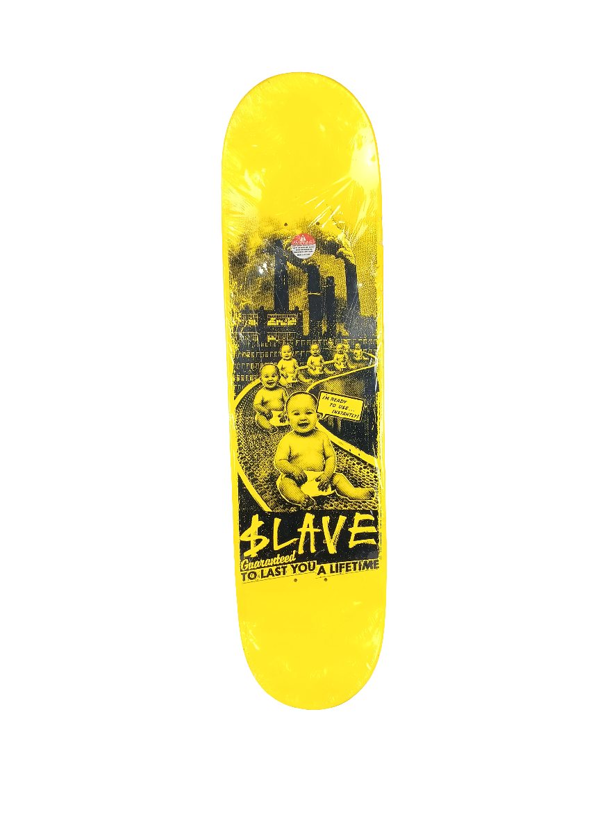 Slave Baby Factory Graphic Yellow Black 8.25 Skateboard Deck