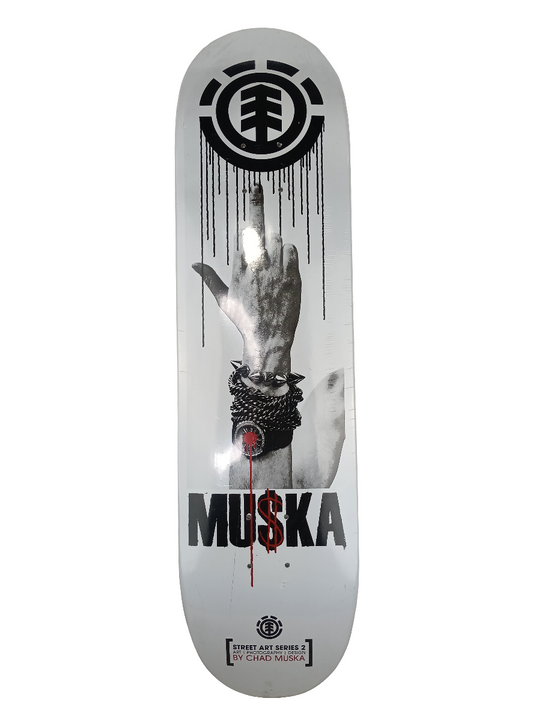 Element Chad Muska Middle Finger Street Art Series White Black Size 8.1 Skateboard Deck