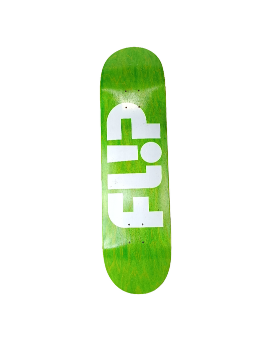 Flip Green Woodgrain Black White Logo Size 8.375" Skateboard Deck