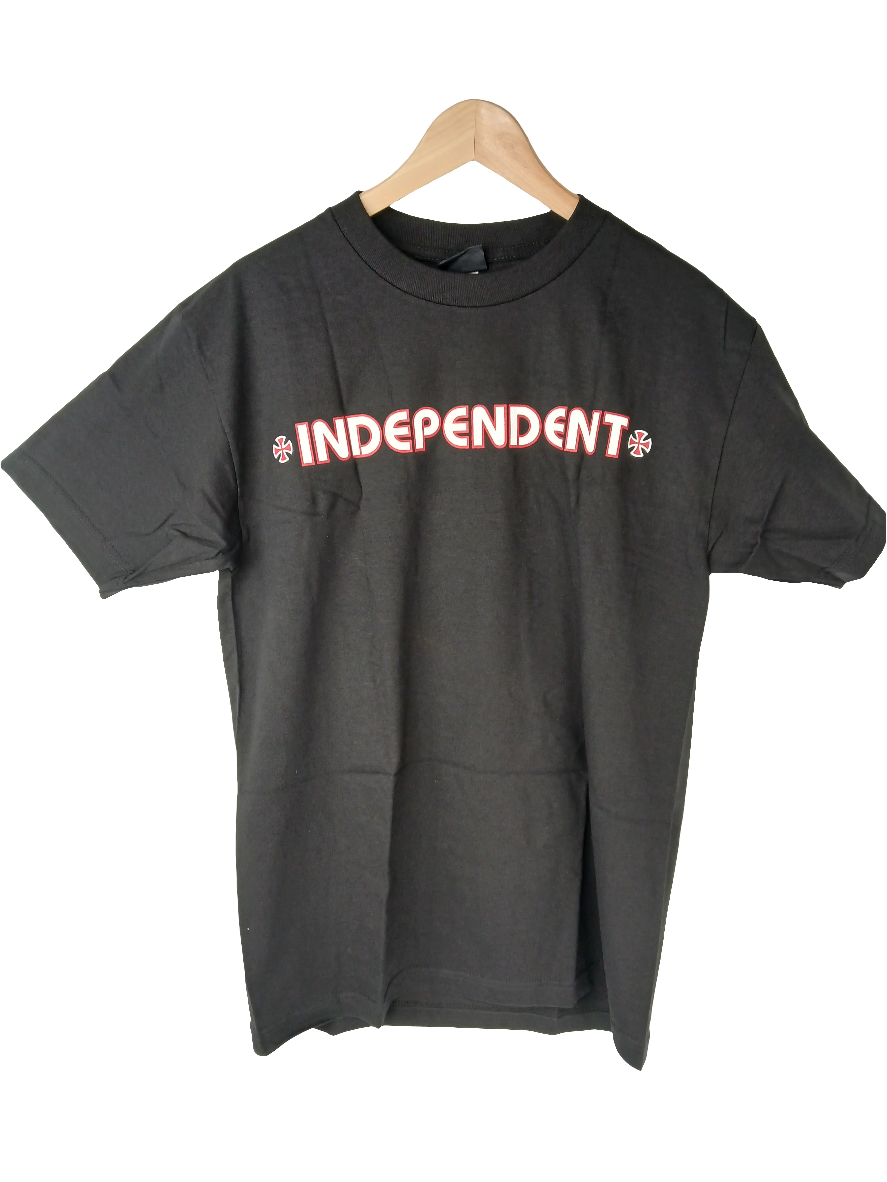 Independent Bar Cross Regular Black White Red Size M S/s Vintage Shirt