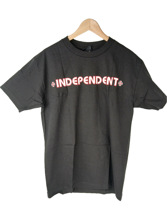 Independent Bar Cross Regular Black White Red Size M S/s Vintage Shirt