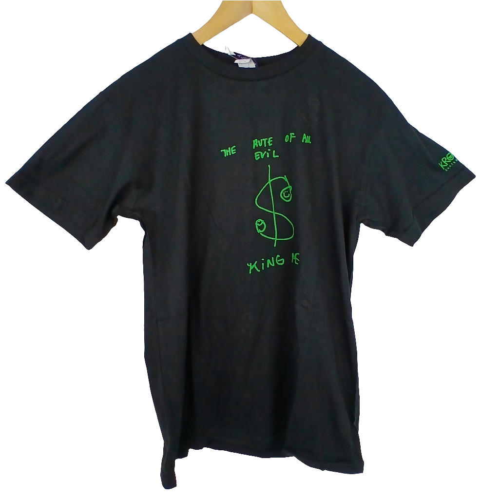 Krooked The Rute Of All Evil $ King Me Black Green Mens Size Medium S/s Vintage Shirt
