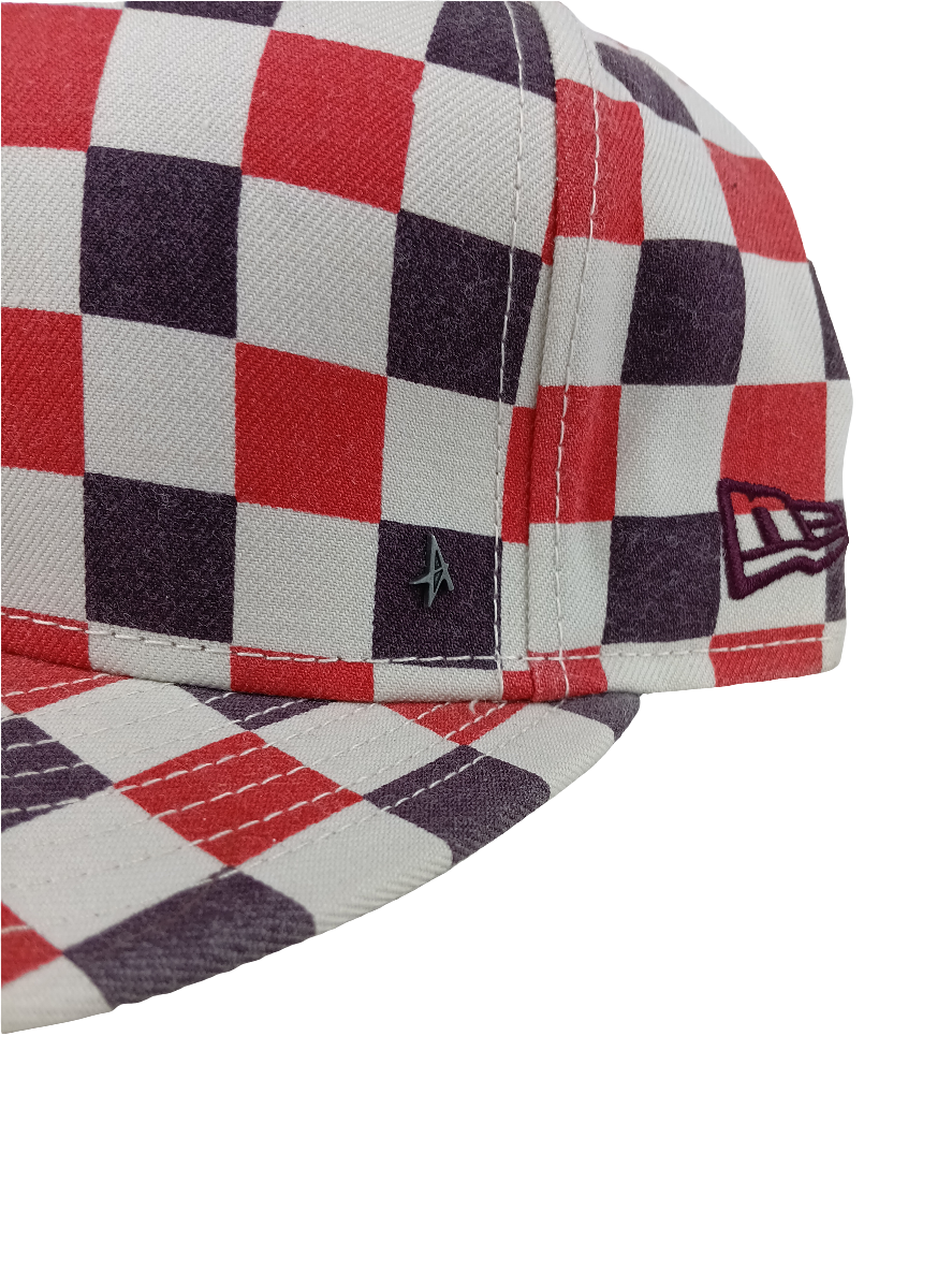 New Era Altamont 59Fifty Red Navy Checkered Size 7 1/2 Vintage Hat