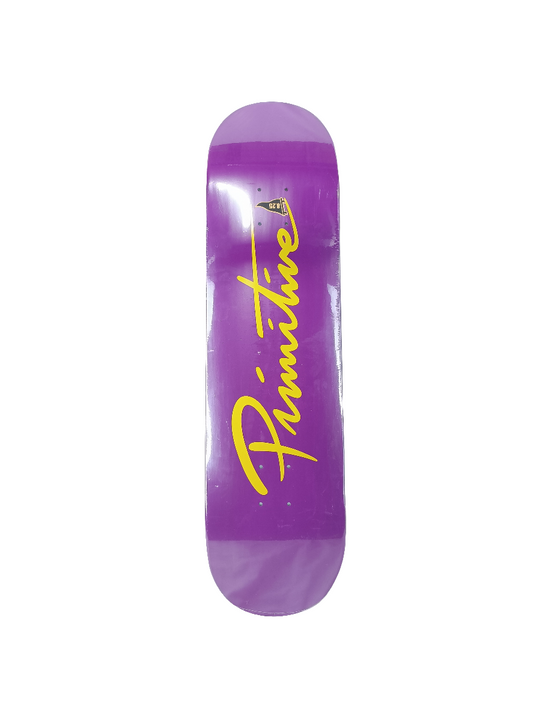 Primitive Nuevo Script Core Purple Yellow Size 8.25" Vintage NOS Deck