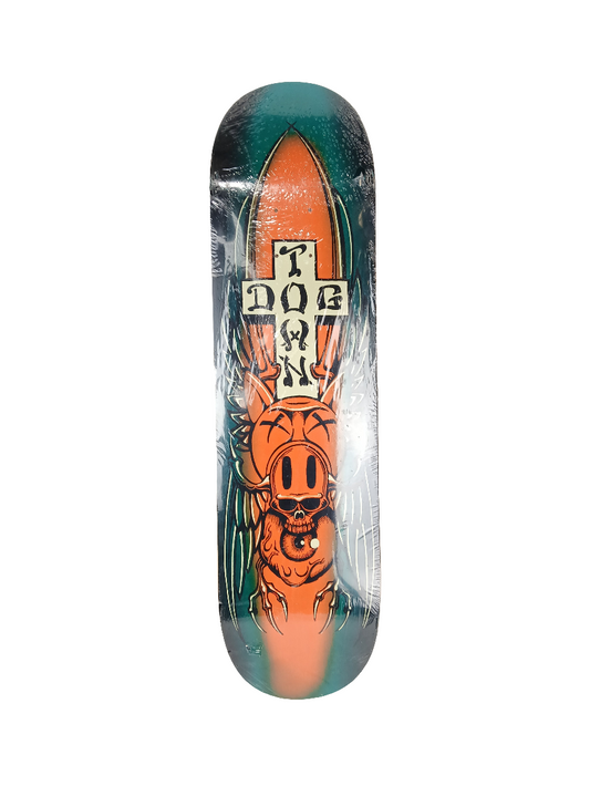 Dogtown Pig Skull Black Green Orange Fade Size 8.25" Vintage NOS Deck