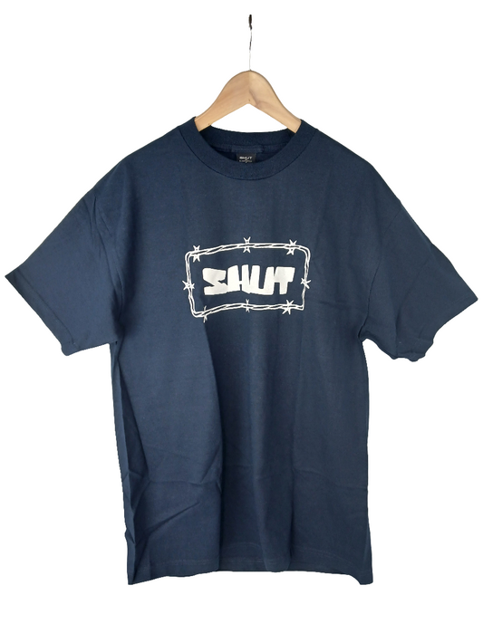 Shut Skates Barbed Wire Logo Navy White Mens Size Large S/s Shirt