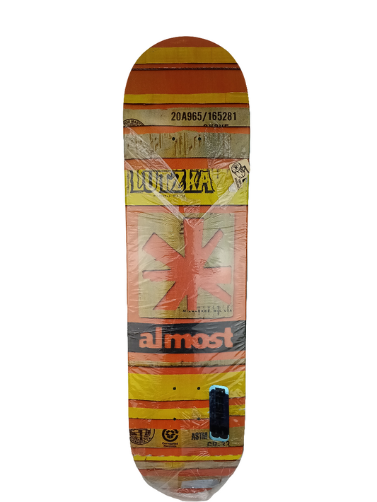 Almost Greg Lutzka Orange Yellow Black Resin-8 8.0" Vintage NOS Deck