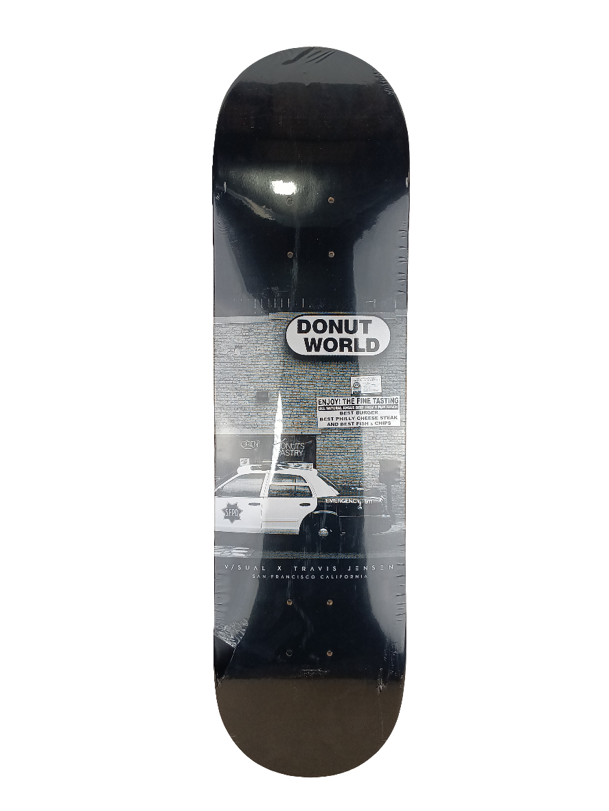 Visual Skateboards x Travis Jensen Donut World Cop Black White 8.0 Deck