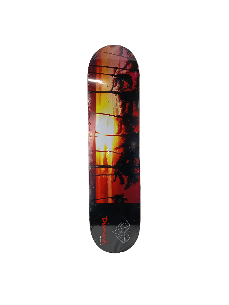 Diamond Sunset Graphic Black Orange Size 7.5 Skateboard Deck