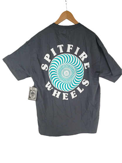 Spitfire Spiral Pocket Grey Turquoise White Size XL S/s Vintage Shirt