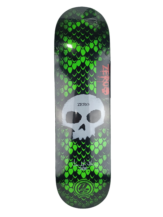 Zero Jamie Thomas Stencil Skull on Scales Black Green White Size 8.5 Skateboard Deck