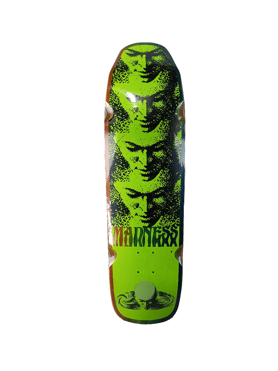 Madness Mind Universe Graphic Neon Green Black Size 9 Shaped Skateboard Deck