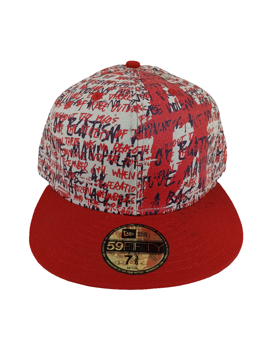 New Era Altamont 59Fifty Andrew Reynolds A Red White All Over Print Size 7 3/8 Vintage Hat