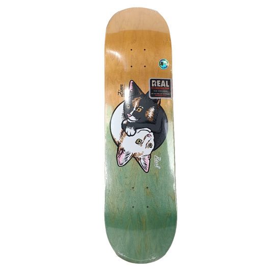 Real Zion Wright Yin Yang Kitty Tan Woodgrain Fade Black White Size 8.25" Vintage NOS Deck