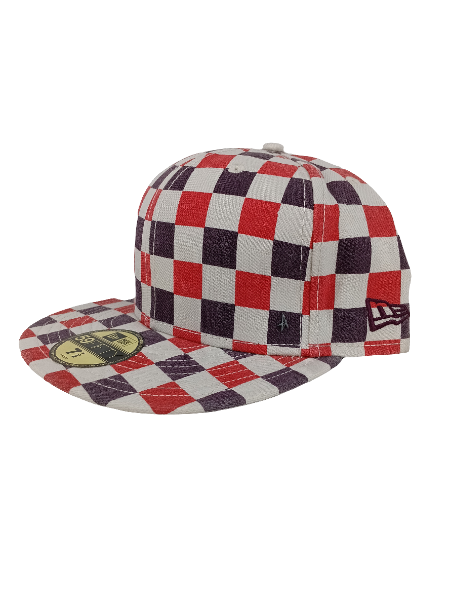 New Era Altamont 59Fifty Red Navy Checkered Size 7 1/2 Vintage Hat