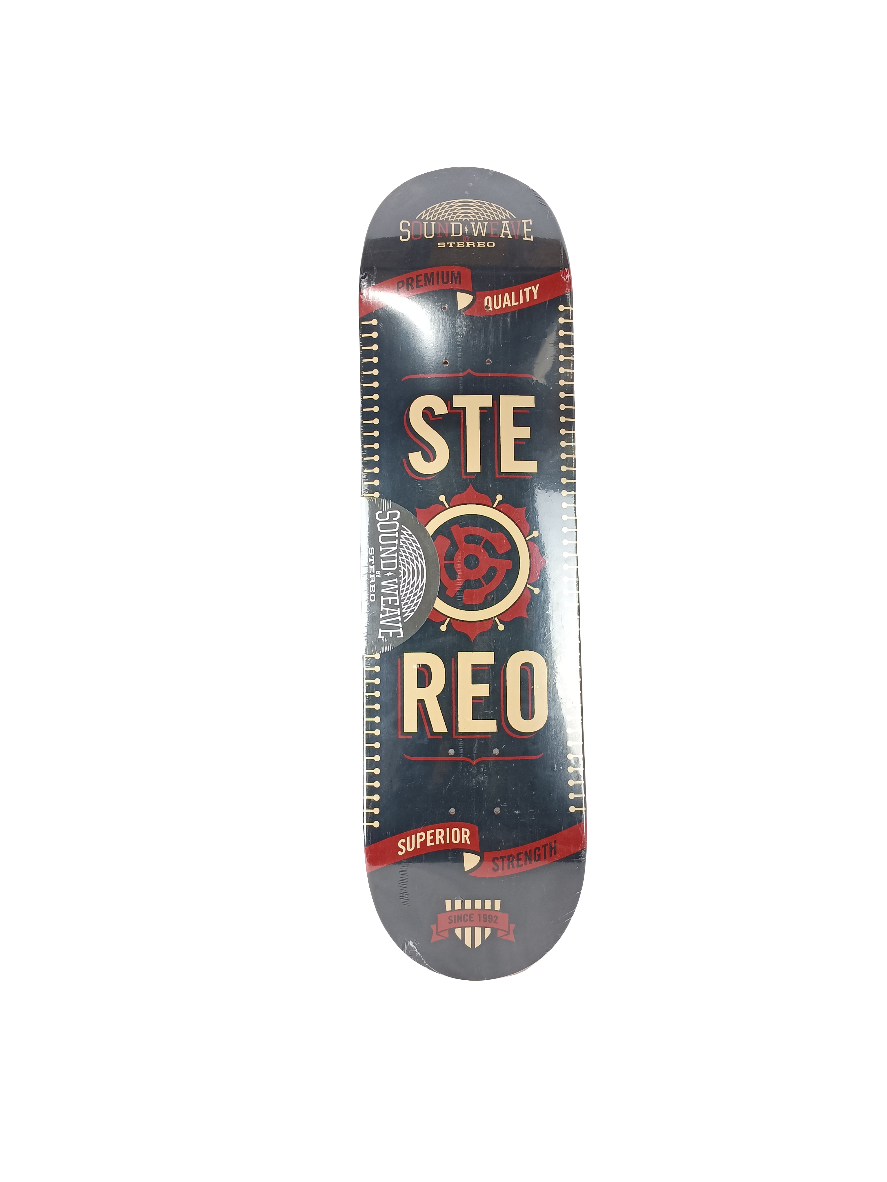 Stereo Superior Strength Graphic Black Red Tan Size 8.25 Skateboard Deck