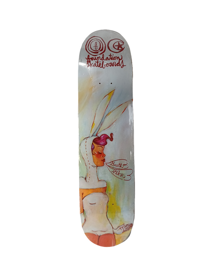 Foundation Gareth Stehr Bunny White Red Pink Size 7.75 Vintage NOS Deck
