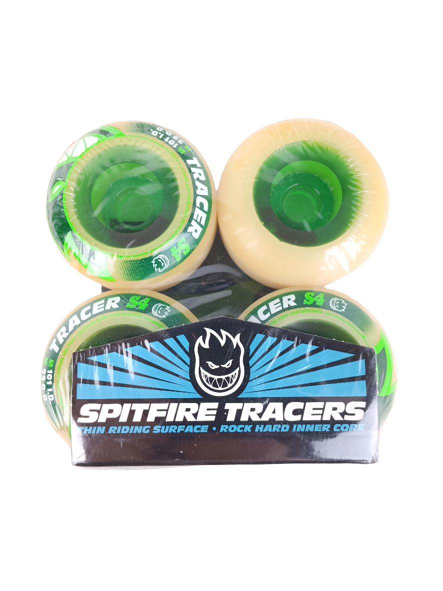 Spitfire S4 Tracers White Green Size 55MM 101 Inner Duro 99 Outer Duro Cored Vintage NOS Wheels