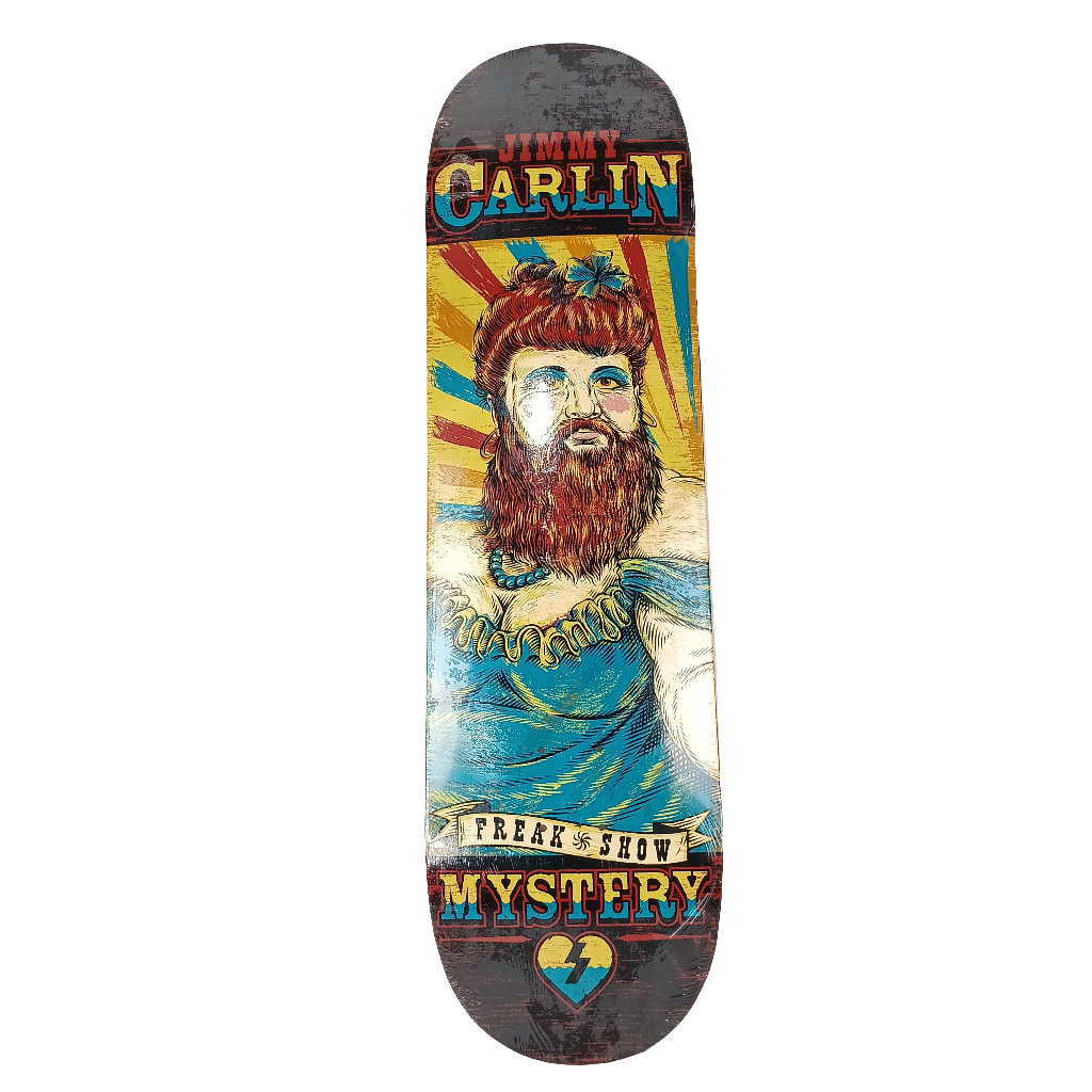 Mystery Jimmy Carlin Bearded Lady Freak Show Series Blue Tan Red Size 8.5" Vintage NOS Deck