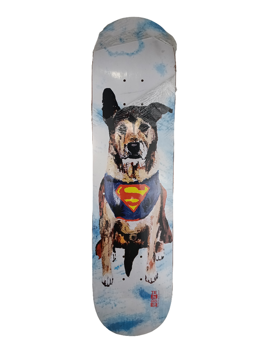 Telegraph Super Dog Graphic White Blue Size 7.75 Skateboard Deck