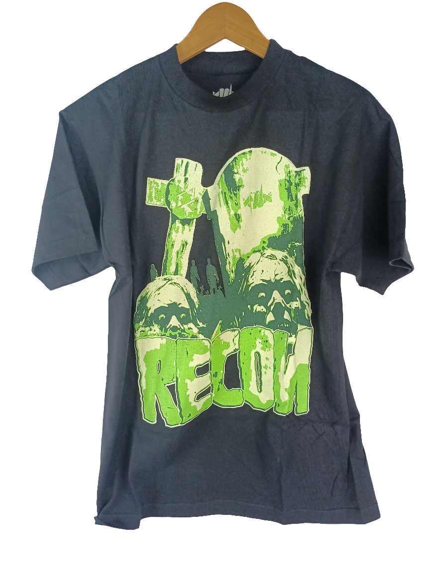 Recon Zombies Graveyard Black Green Mens Size Medium S/s Shirt