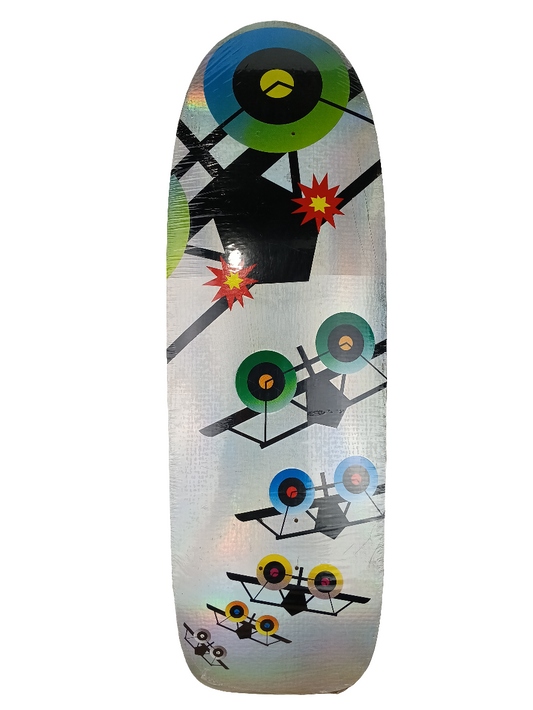 Santa Monica Airlines Logo Foil Graphic Reflective Silver Multi Color Size 10.5 Carbon Fiber Shaped Skateboard Deck