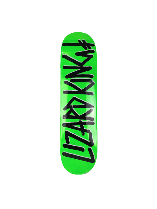 Deathwish Lizard King Spray Lime Green With Black And White Letters Size 7.75" Vintage NOS Deck