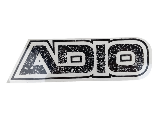 Adio Quality Footwear Graffiti Clear Black 8.5" x 2.5" Vintage NOS Sticker