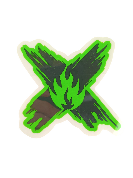Black Label X Flame Clear Green Black Green Flame Size 4.2 X 4.2 Inch Vintage NOS Sticker