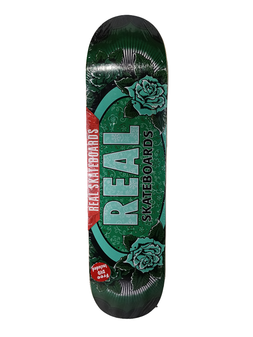 Real Skateboards Green White Black Size 7.8" Vintage NOS Deck & Tour DVD